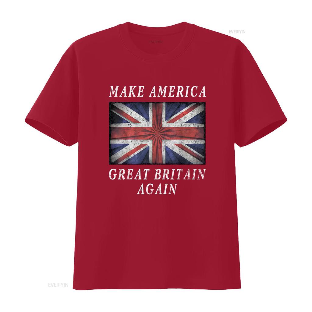 Make America Great Britain Again T Shirt Funny 4th Of July Patriotic Design vintage Washed Top For Everyday Wear Breathable