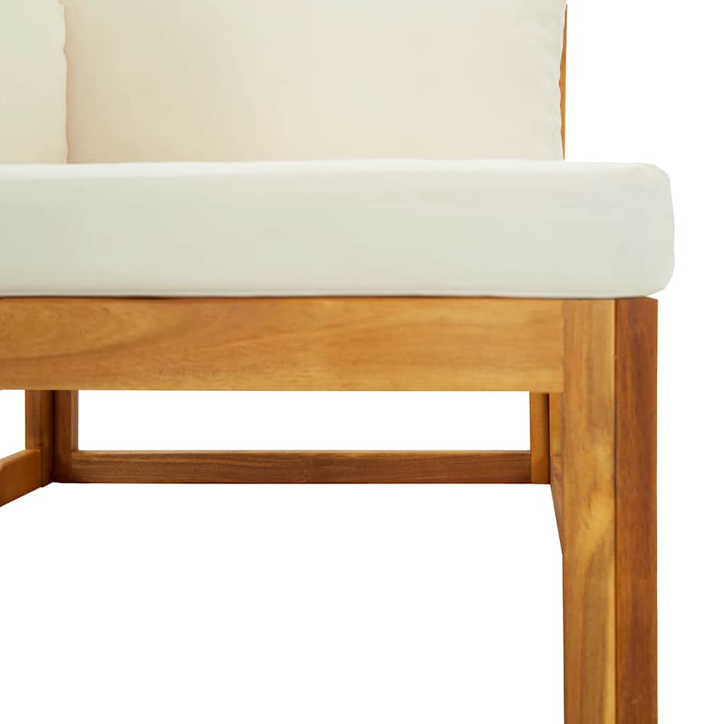 Modular Corner Sofa with Cream Colored Cushions Solid Acacia Wood