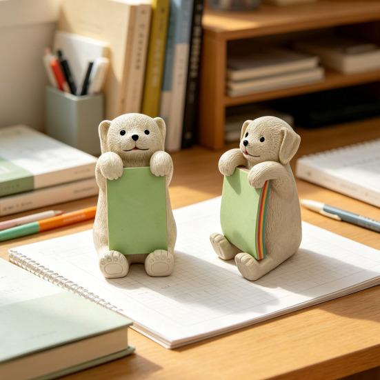 Dog Memo Pad Dispenser Resin Cute Dog Desktop Stick Note Holder for School Home Office Desk Accessories