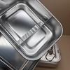 Portable 304 Stainless Steel Lunch Box Square Compartment Sealed Lunch Tray with Lid for Food