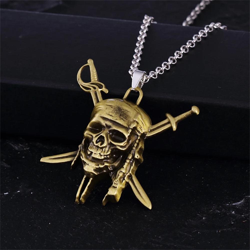 Fashion Vintage Charm Pirates Of The Caribbean Necklace Jack Sparrow's Skull Pendant Jewelry Men Women Gifts