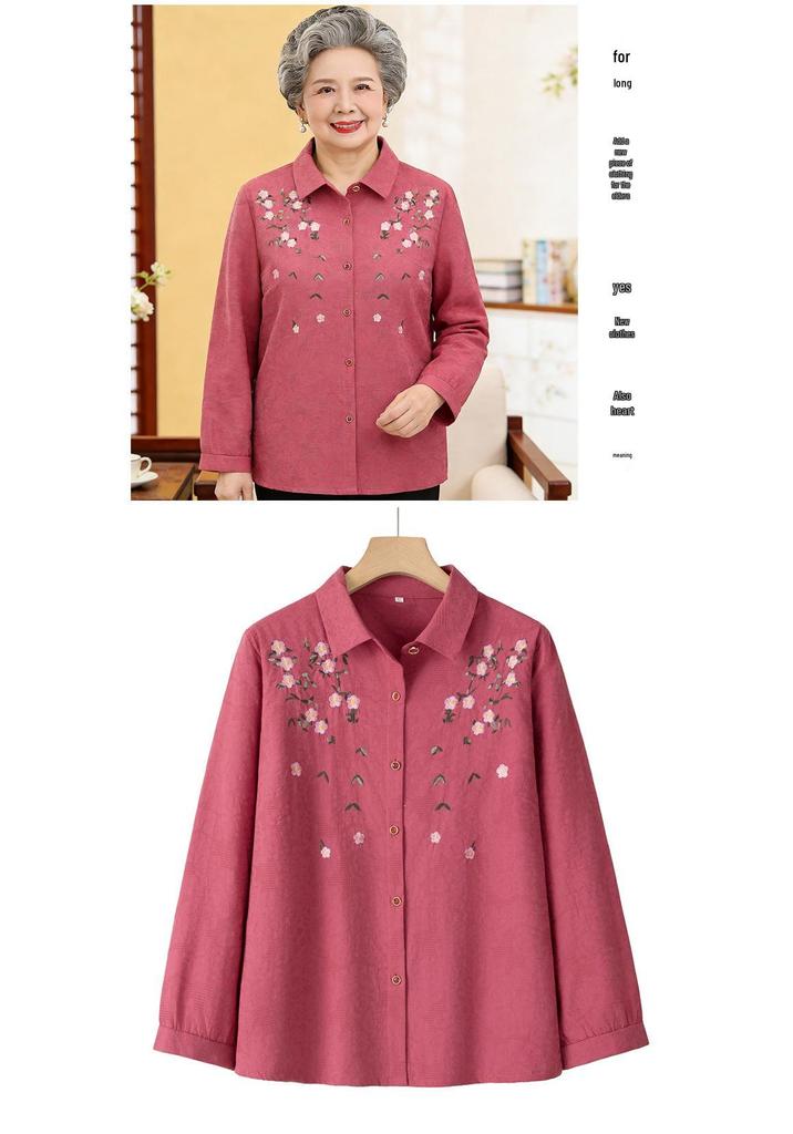 2026 Stylish Autumn Lapel Shirt for Middle-aged & Elderly Women - Fashionable Printed Top