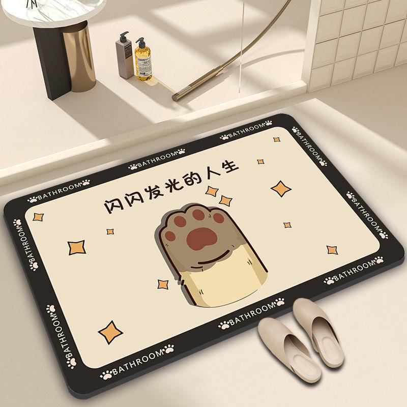 Cartoon Bathroom Floor Mat, Diatom Mud Suction Mat, Toilet Door Toilet Mat, Non-Slip Foot Stepping Pad, Household Dirt-Resistant