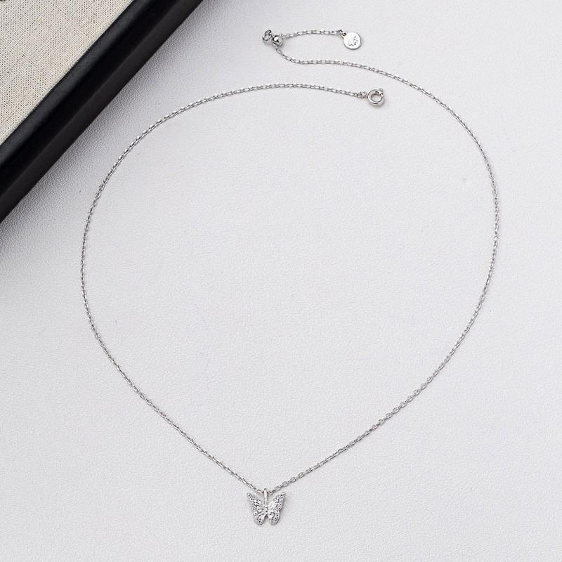 Elegant Butterfly Pendant Necklace Earring Set Women Zinc Alloy With Zircon Rhinestone O-Chain Minimalist Chic Jewelry
