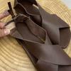 Verão Novas Mulheres Sandália Moda Biqueira Aberta Feminino Simples Gladiador Sapato Flats Salto Casual Praia Roman Senhoras Sapatos Sandalias Mujer