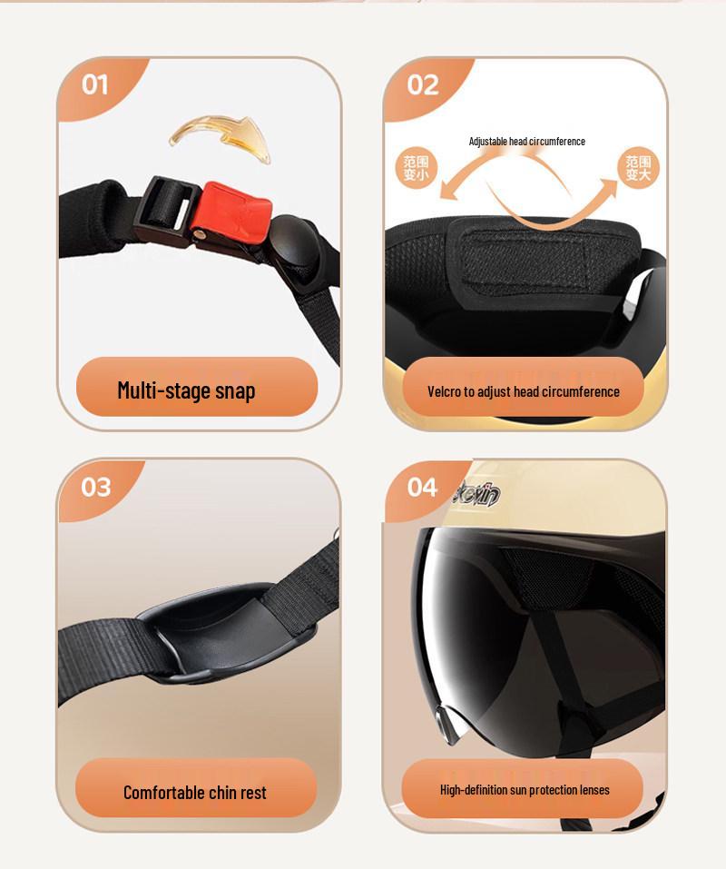 3C Certified Women's Electric Scooter & Motorcycle Helmet - All-Season, Cute, Half-Helmet