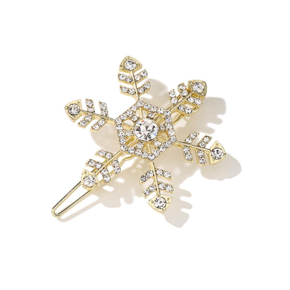 Gold/Silver Snowflake Hair Clips Sparkling Rhinestone Barrette Women Hair Accessories