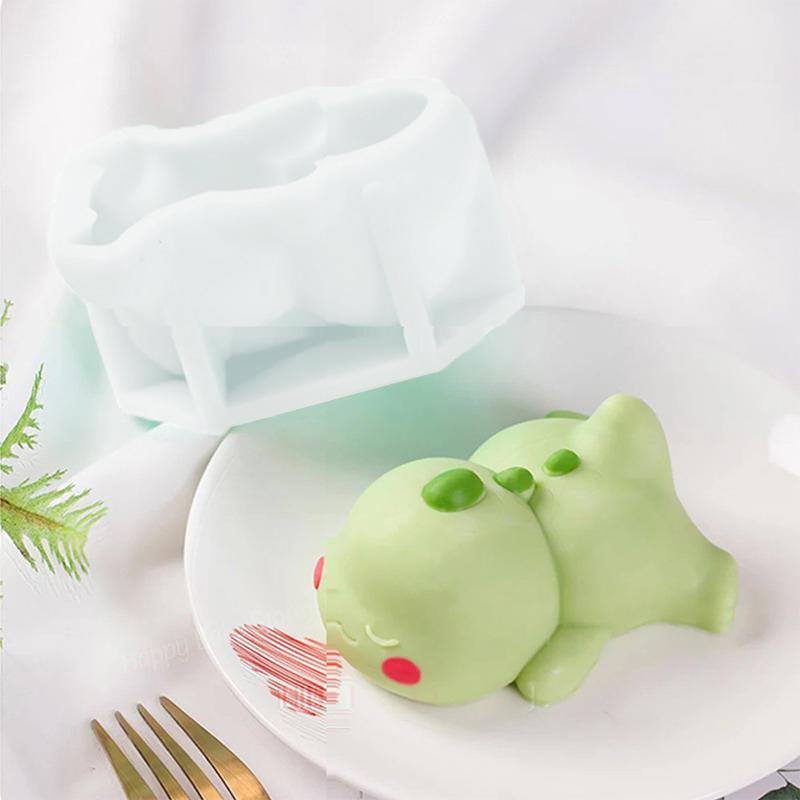 Cute Dinosaur Mousse Mold Pudding Silicone Mold Custard Mold Cake Mold Cartoon Green Dino Cake Decoration Baking Bakery Tool