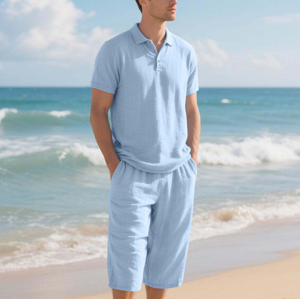 Men's Daily Casual Linen 2 Piece Outfit Lapel Long Sleeve Shirt & Long Pants Breathable Comfortable All-Match Wear Set