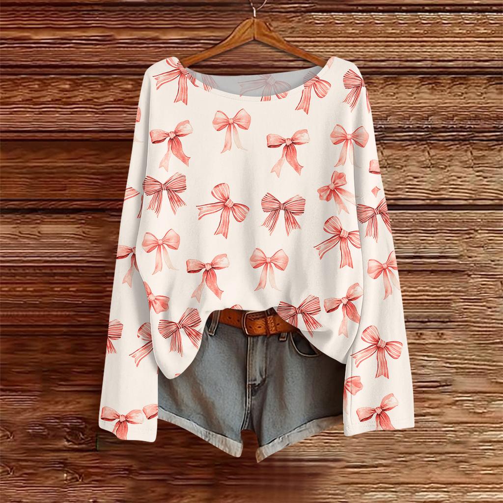 Long Sleeve Shirts For Women Printed Tees Blouses Casual Plus Size Basic Tops Pullover Casual Tunic Top Loose FitShirt
