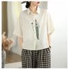 DIMANAF 2026 Women Plus Size New Summer Blouse Shirt Short Sleeve Casual Loose Embroidery Lady Tops Shirts Cotton