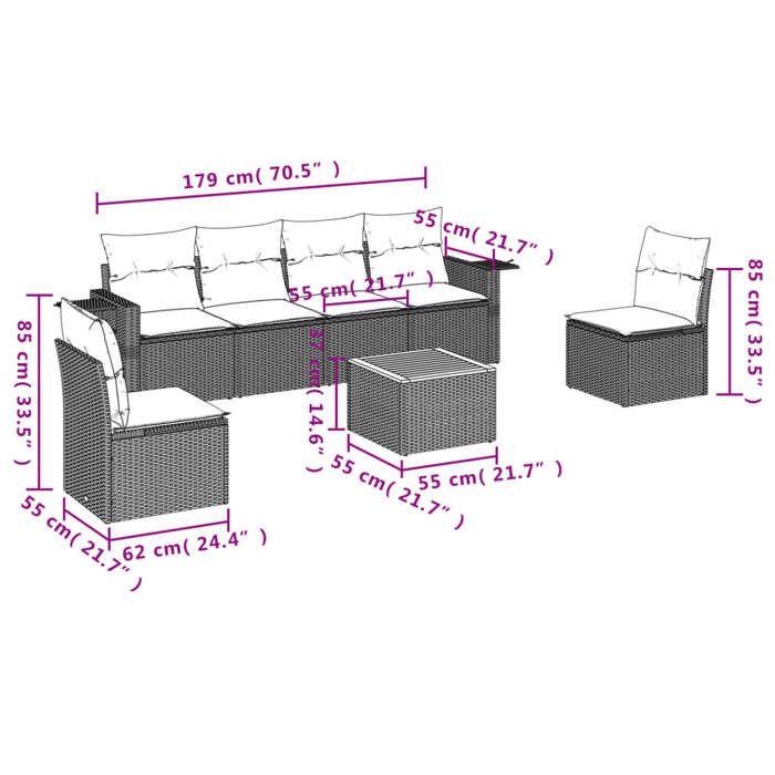 VidaXL Garden Lounge Set with Cushions 7 Pcs, Patio Sofas, Patio Furniture Set, Outdoor Furniture, Mix 3256843