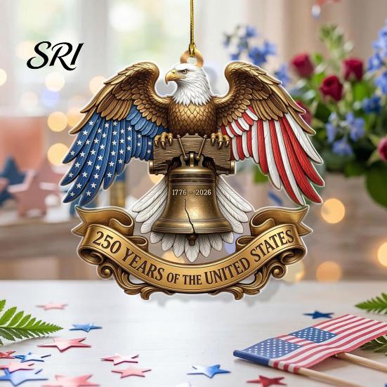 Scratch-proof Acrylic Souvenir 2D America 250th Anniversary Ornament 250 Years Patriotic Hanging Decoration 1776-2026 Commemorative Gifts for