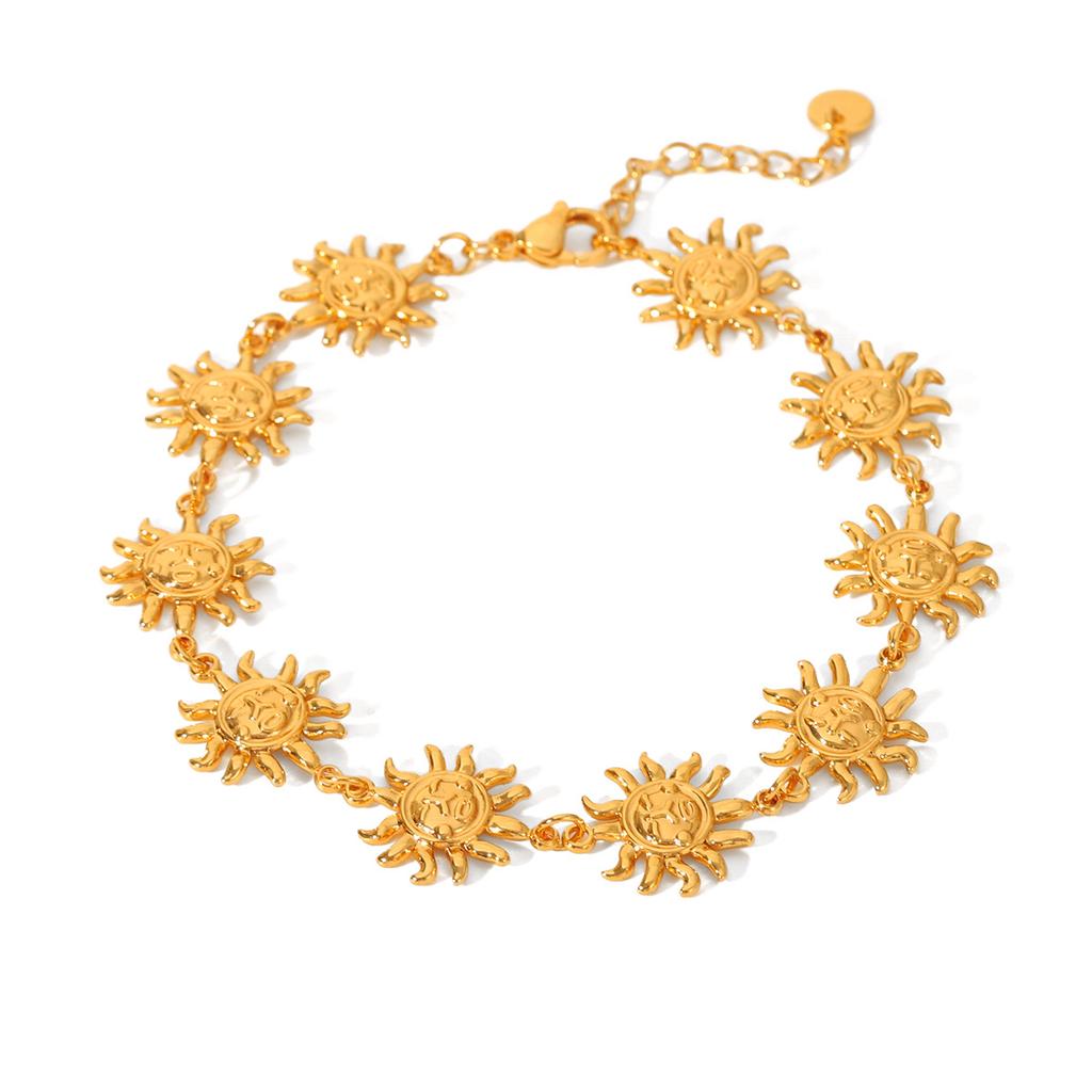 Stainless Steel Sun Anklet, Niche Design Foot Jewelry, Titanium Steel, Fade-resistant, Instagram Style Accessories
