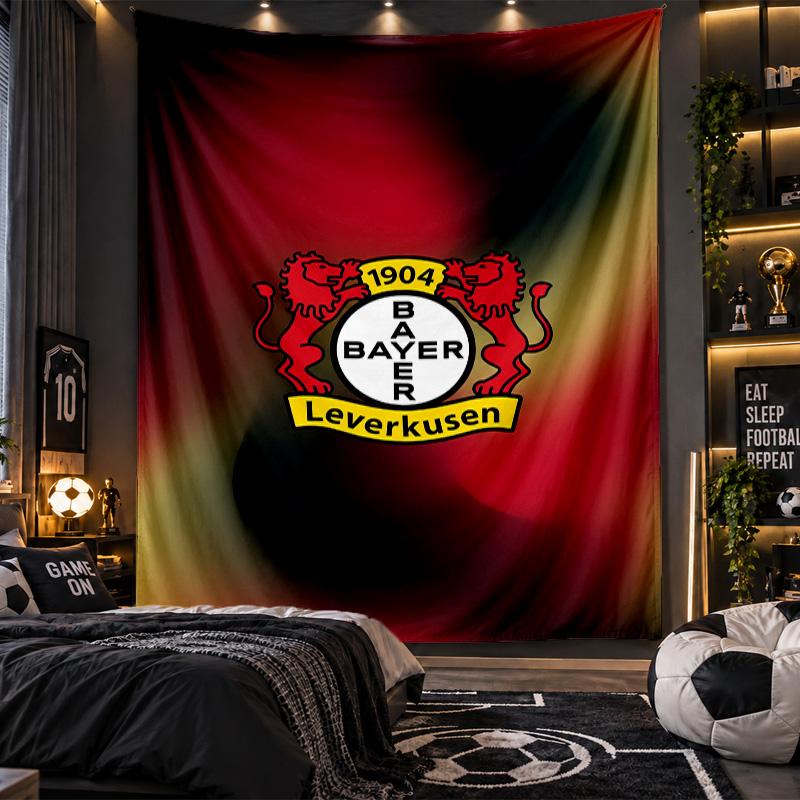 Wall Hanging Tapestry Bayer Leverkusen Football Print Cloth for Living Room Bedroom Home Decor
