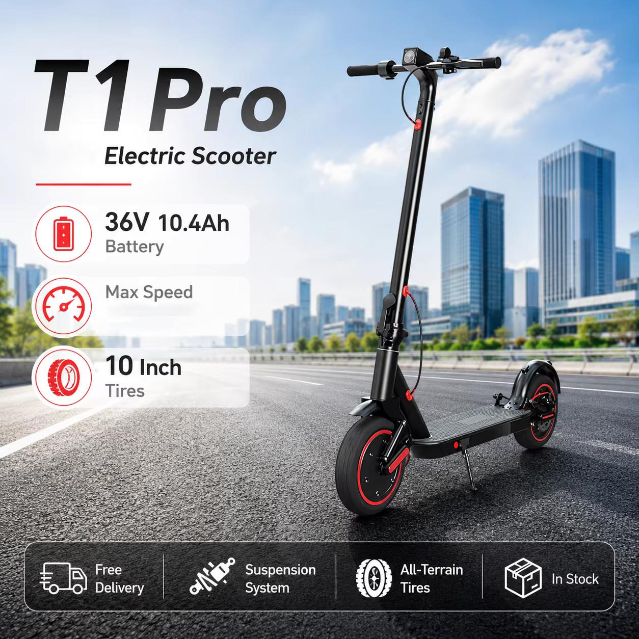 350W Adult Electric Scooter 10 Inch