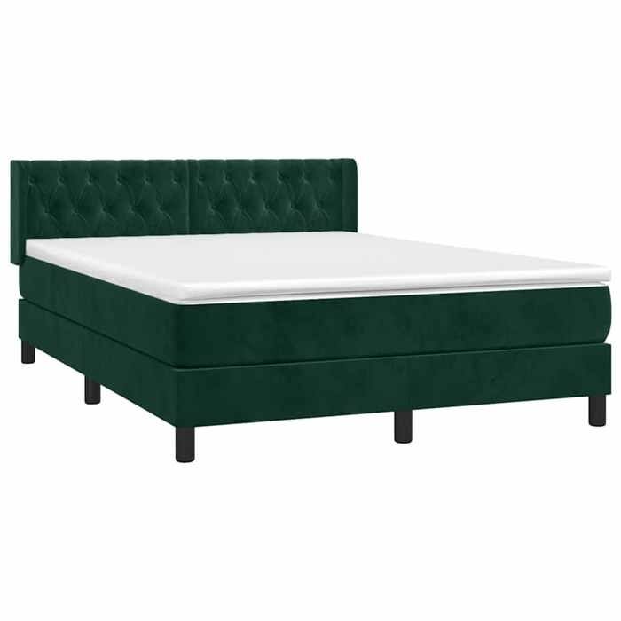 Maison Exclusive - Sommier à lattes de lit et matelas Vert foncé 140x190cm Velours