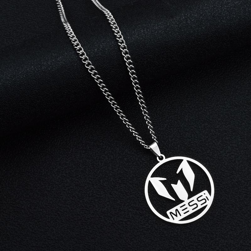 Collana Pendente Acciaio Titanio Calcio Messi Marca Trendy Street Hip-hop Collana da Ragazzo