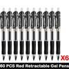 10/100 PCS Roise Retractable Gel Pens Set Black/Red/Blue Ink Ballpoint for Writing Refills Office School Supplies Stationery