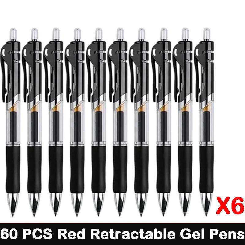 10/100 PCS Roise Retractable Gel Pens Set Black/Red/Blue Ink Ballpoint for Writing Refills Office School Supplies Stationery