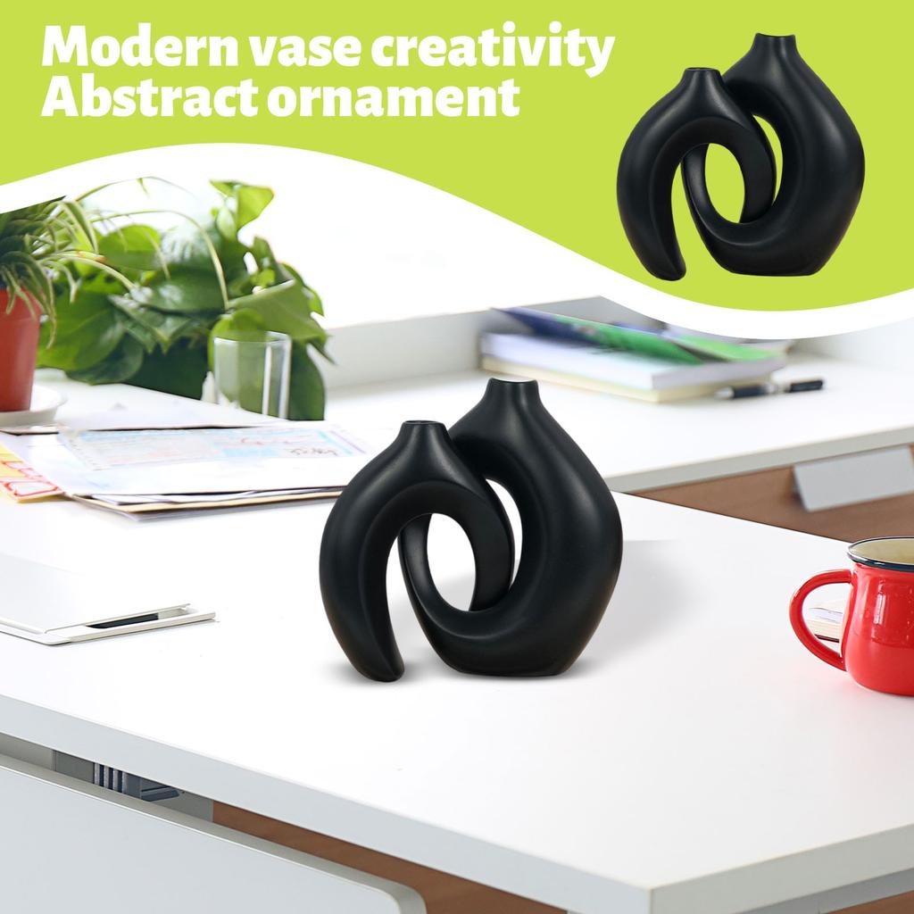 Hollow Nordic Modern Vase Set of 2 for Modern Home Decor Plastic Imitation Ceramic Hollow Flower Vases for Living Room 2025