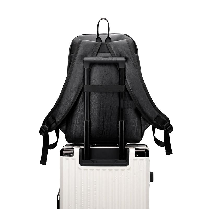 Business PU Backpack Men's Large Capacity Computer Backpack Waterproof Travel Student Schoolbag