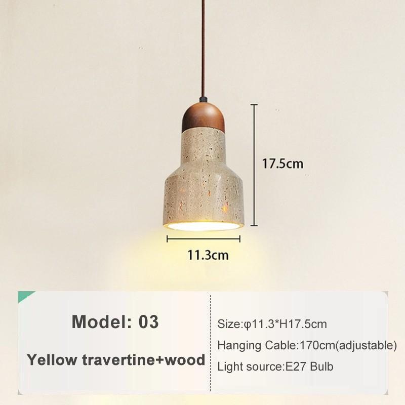 Small Pendant Lamp LED Retro Yellow Hole Stone Bedside Bedroom Dining Room Lighting Hanging Lamp Pendant Light