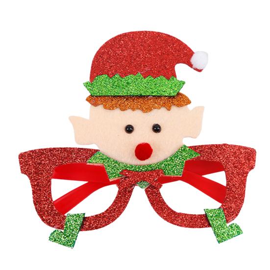 Seasonal Decorative Eyewear for Festivals Christmas Glasses, Glitter Party Glasses Frames, Novelty Elf Snowman Santa Claus Holiday Favors Children