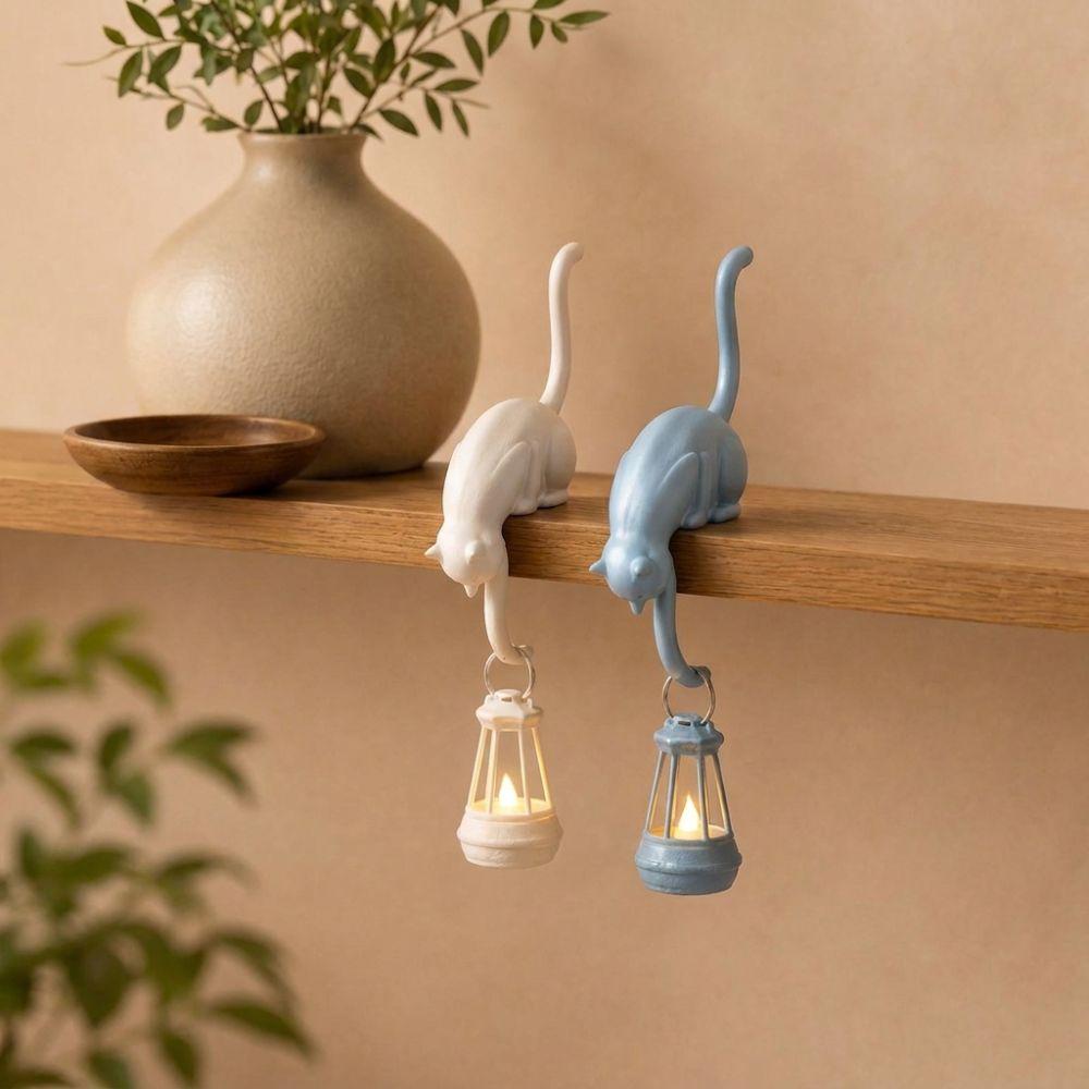 Cute Figurine Cat Wall Hook Light 3D Printed Cat Hanging Hook Lovely Cat Decor Lamp Bedroom