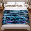Neon Abstract Theme Soft Blanket Personalized Custom Name Text Print Warm Blanket Home Sofa Bedroom Decor