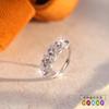 Light Luxury Natural Crystal Stone Row Ring S925 Sterling Silver Adjustable Non-fading Ring Premium Accessories Women