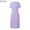 ZANZEA Women Elegant Casual Lace Patchwork Summer Short Sleeve Sheath Dress