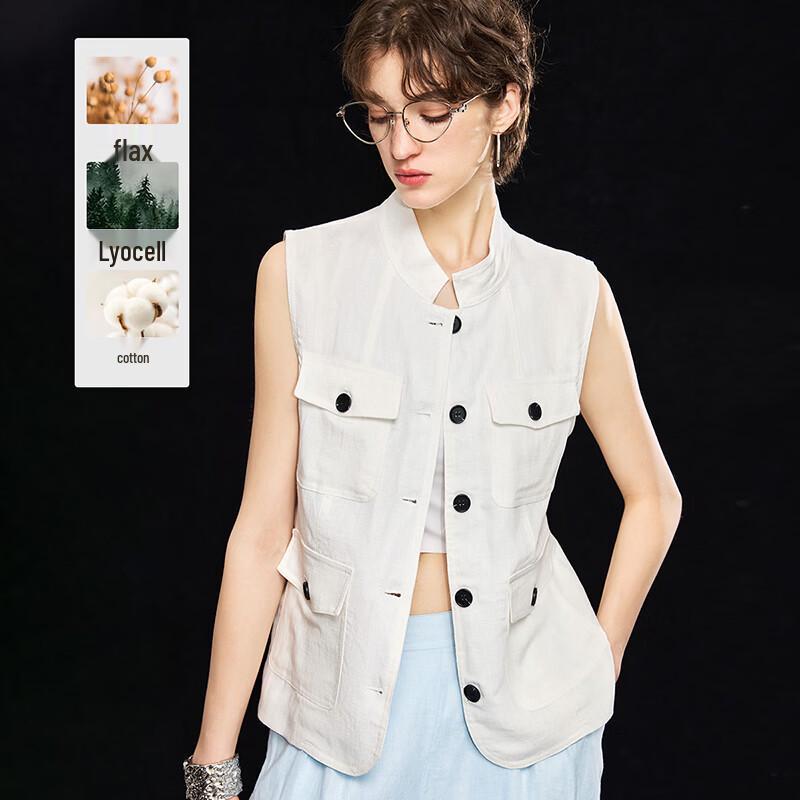 Women s Tencel Linen Blend Sleeveless Vest M