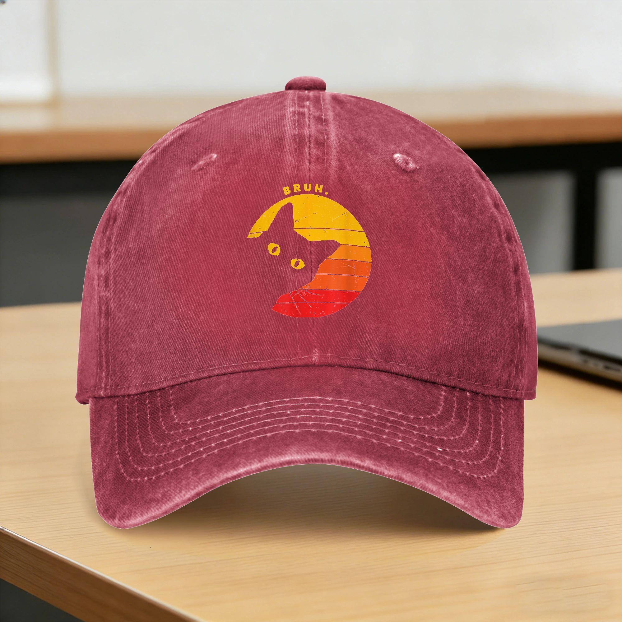 Bruh Funny Sarcastic Cat Kitten Meme Lover Casual Baseball Cap Summer Trucker Hat Dropshipping Hiking Fishing Hip Hop Hats One Size