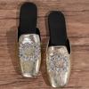 Women's Slippers Spring Autumn New Mules Slippers Luxurious Rhinestone Design Ladies Flat Slippers Pantuflas De Mujer