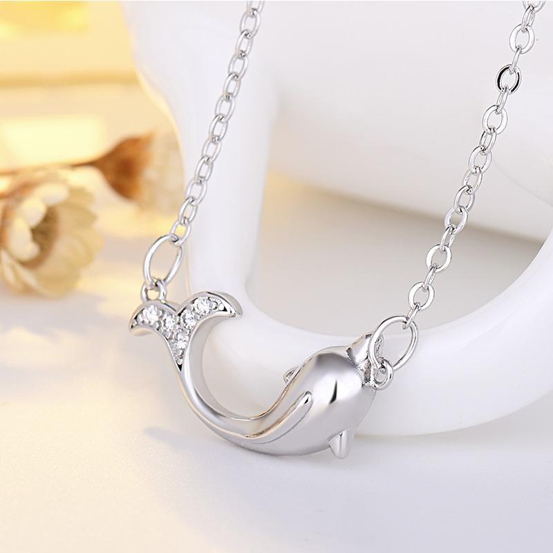 Кулон в виде дельфина, большая рыбка, ожерелье-бегония, модное женское ожерелье-цепочка на ключицу