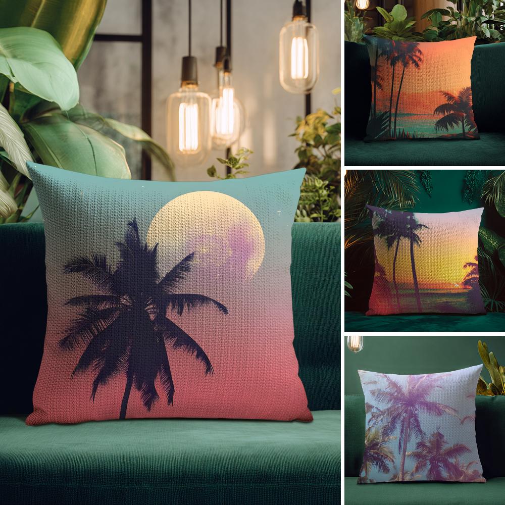 Tropical Scenery INS Cushion Cover Natural Linen Pillow Case DoubleSided Print Decorative Sofa Pillowcase Home Decor Gift
