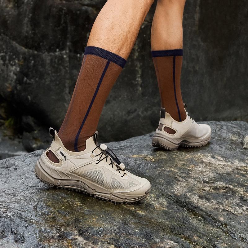 New LiNing Yijie LITE Slip Resistant Breathable Abrasion Resistant River Trekking Shoes Men's Beige AHLV013-2