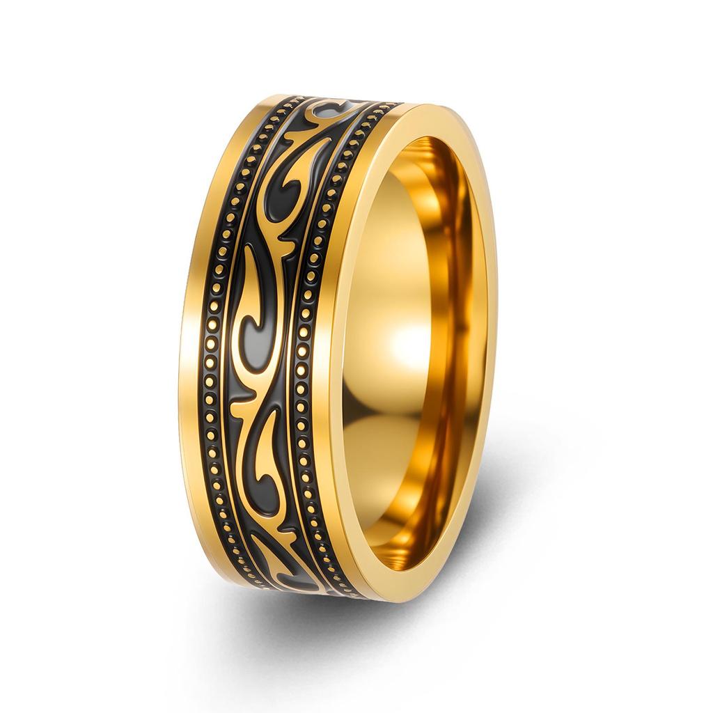 2024 Hot-Selling Retro Viking Devil Eye Titanium Steel Ring with Great Wall Pattern