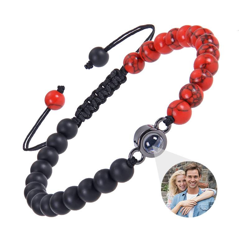 

Браслет з проекцією фото з натурального каменю Браслети Персоналізований браслет з проекцією фото Пам ять для пари Подарунок Template C&Stainless Steel