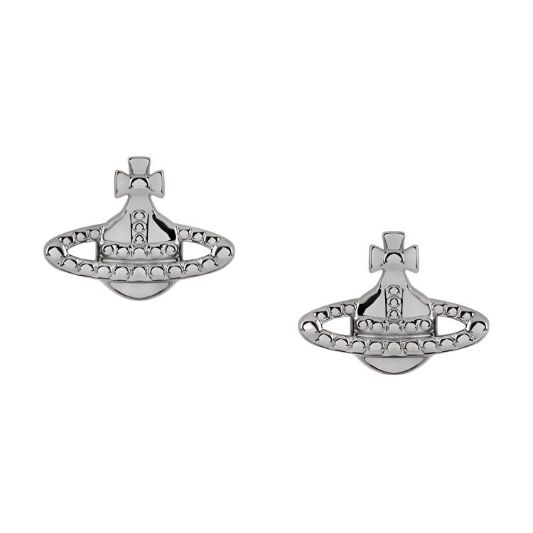 Vivienne Westwood Farah Earrings Saturn Brass Studs Silver Women earrings 6201001502P019P019 Box