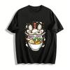 Fun Kitchen Utensils Ramen Print Casual Top Pure Cotton T-shirt