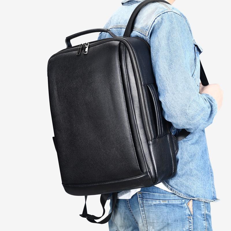 Business Men s Leather Backpack With Large Capacity High-end Feel Top Layer Cowhide Casual Travel Computer Bag