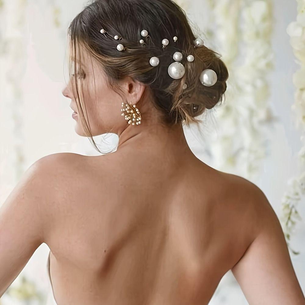 18Pcs/Set Elegant Bridal Imitation Pearl Hair Clip Folding Wedding Hairpins  Women