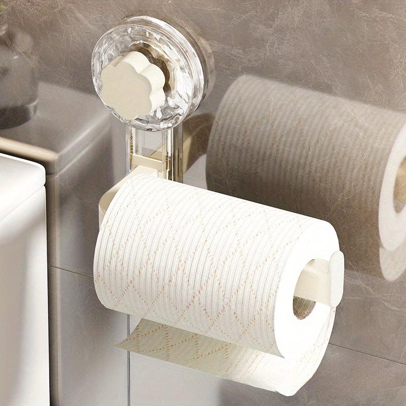 Wall mounted toilet paper holder with suction cups - Self-adhesive, no drilling required for installation, plastic for kitchen and bathroom