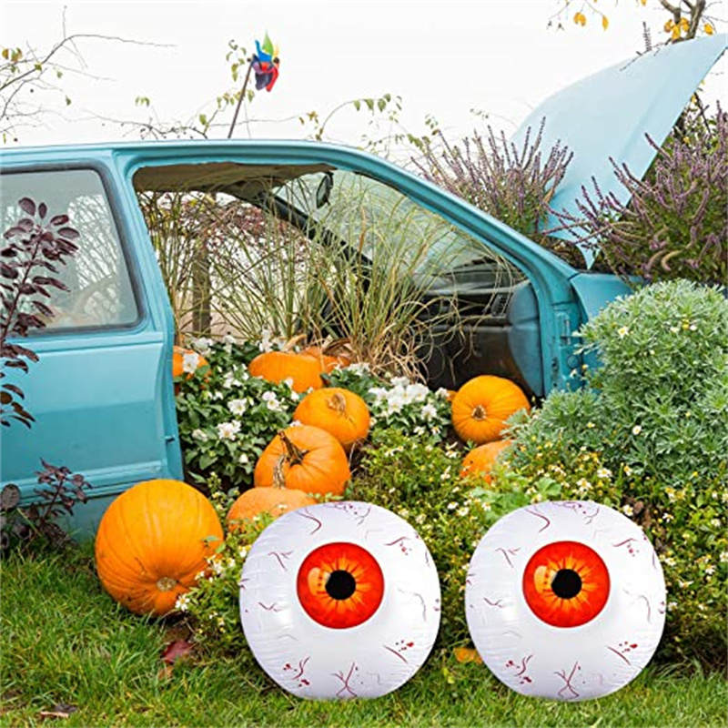 6pcs Halloween Inflatable Eyeball Balloons 22 Inch 3-color Horror Theme Party Eyeball Balloons For Halloween Scary Decorations