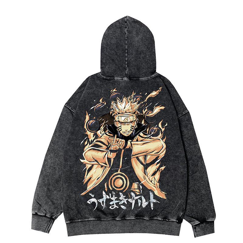Naruto Vintage Oversized Hooded Jacket - Japanese Anime Style (Autumn/Winter)