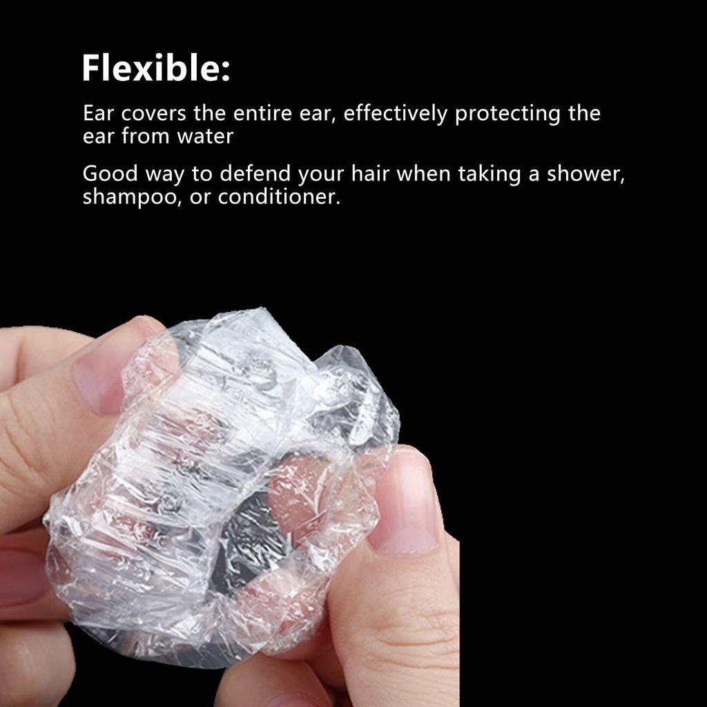 100Pcs Disposable Ear Guards Soft Elastic Clear Ear Covers for Bathing Hair Dying Styling Dressing
