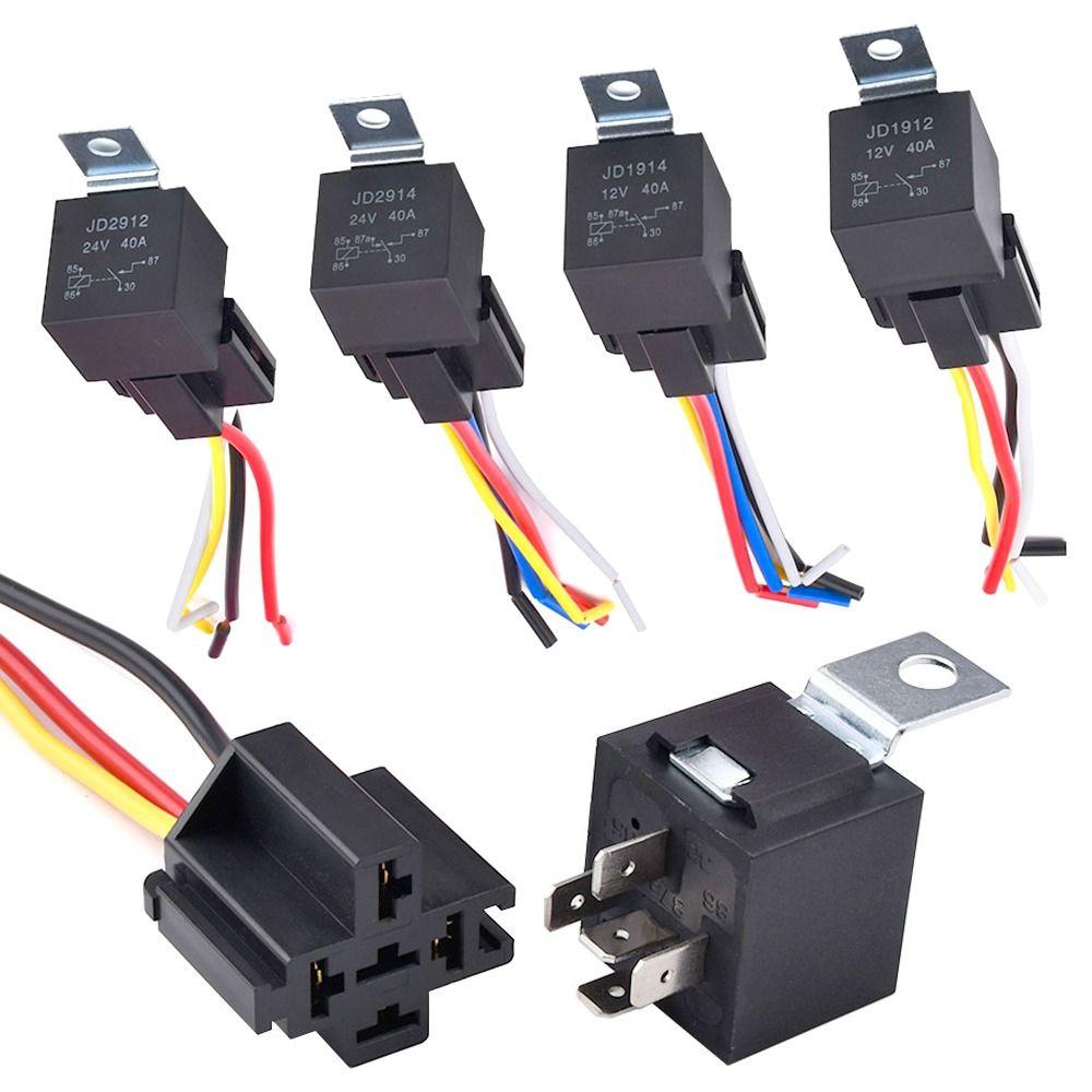 With Harness Relay Socket Power Switch 12V 24V 40A Automotive Relay 4Pin 5Pin 4P 5P Car Relay