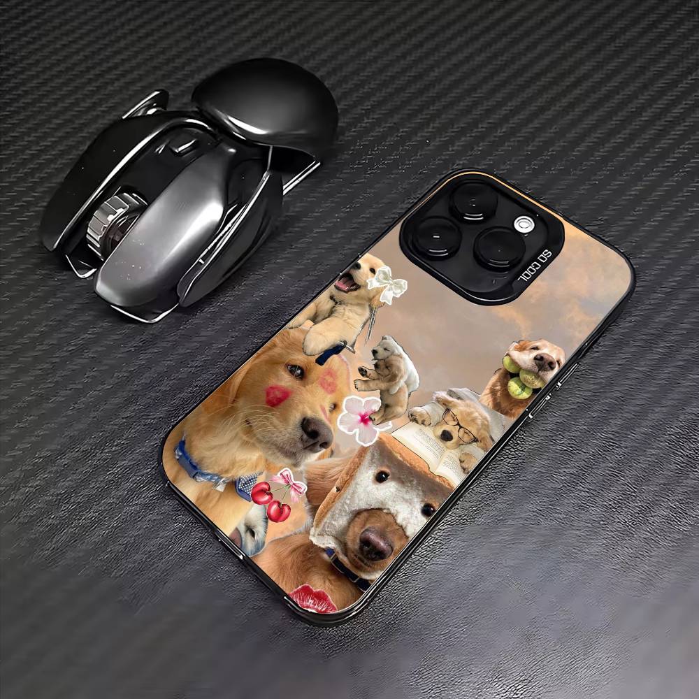 

Cute Labrador Phone Case For iPhone17,16,15,14,13,12,11 Plus,Pro Max Colored Silver Plated Inside Cover iPhone17PRO